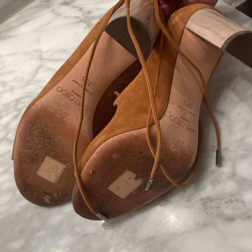 Jimmy Choo Vernie Lace Up Sandal in Tan size 36.5 - Picture 11 of 12